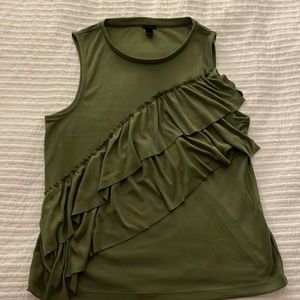 J.Crew olive green sleeveless ruffle top
